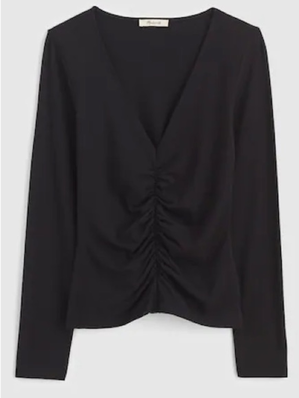 Madewell Shirred V-Neck Long-Sleeve Top medium